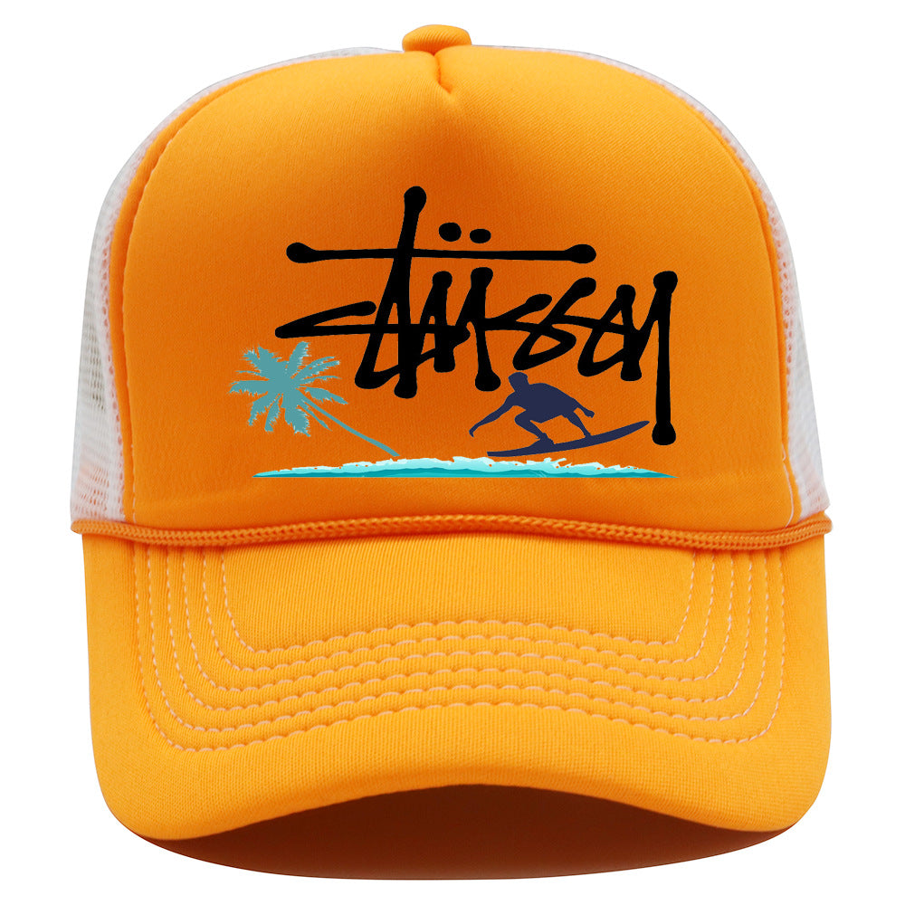 Stussy Hat Printed Truck Mesh Cap Outdoor Surfing Casual Sun Hat